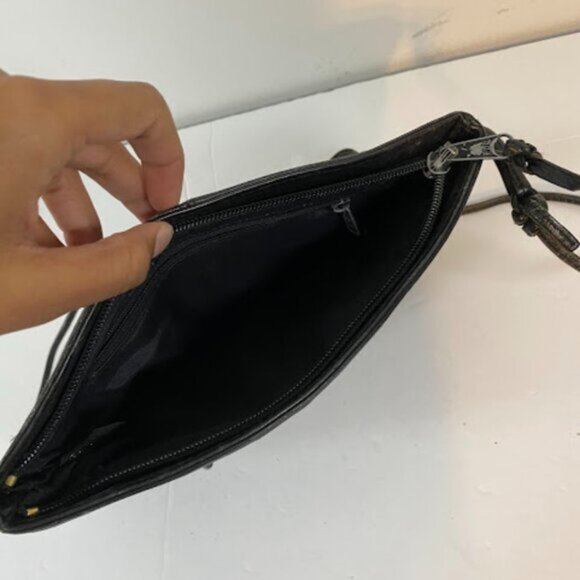 Minimalist Women's Black Genuine Leather Crossbody Bag Small - Picture 6 of 8